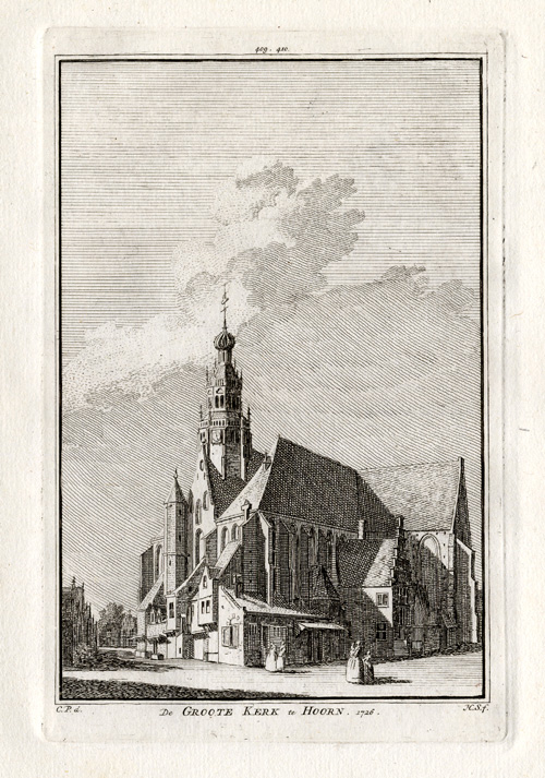 , Antique Print-HOORN-CHURCH-NETHERLANDS-Spilman-1743, Pictura Antique Prints