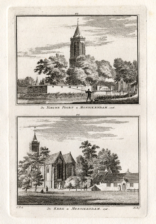 , Antique Print-MONNIKENDAM-NETHERLANDS-Spilman-1743, Pictura Antique Prints