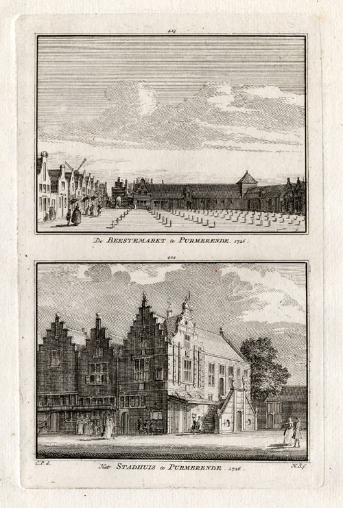 , Antique Print-PURMEREND-MARKET-NETHERLANDS-Spilman-1743, Pictura Antique Prints