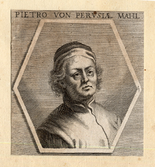 , Antique Portrait Print-PIETRO PERUGINO-Sandrart-1675, Pictura Antique Prints
