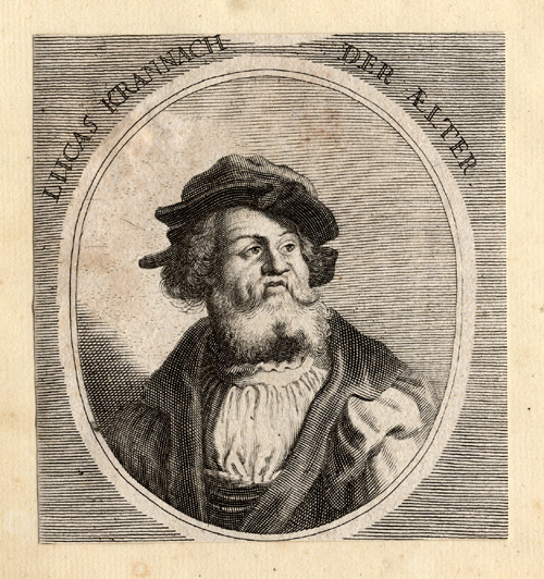 , Antique Portrait Print-LUCAS CRANACH-Sandrart-1675, Pictura Antique Prints