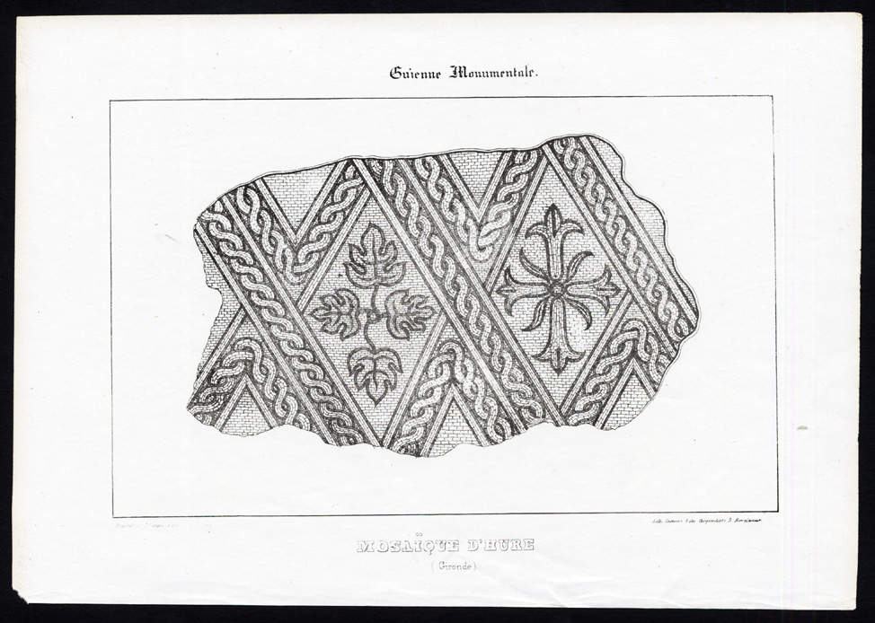 , Antique Print-MOSAIC-HURE-GIRONDE-FRANCE-Ducourneau-1842, Pictura Antique Prints