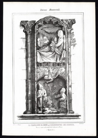 Antique Print-BAS RELIEF-JESUS-BAZAS CATHEDRAL-GIRONDE-FRANCE-Ducourneau-1842
