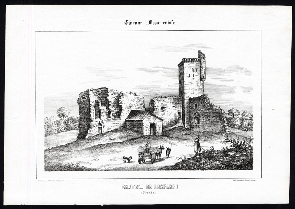 , Antique Print-CASTLE-LESPARRE-GIRONDE-FRANCE-Ducourneau-1842, Pictura Antique Prints
