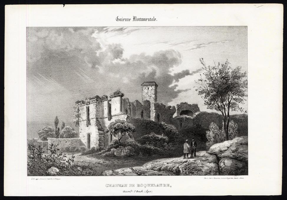 , Antique Print-CASTLE-ROQUELAURE-AUCH-GERS-FRANCE-Ducourneau-1842, Pictura Antique Prints