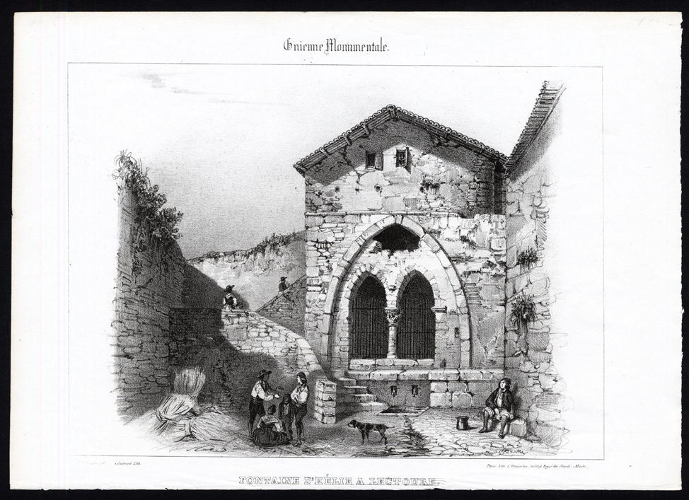 , Antique Print-FOUNTAIN-HELIE-LECTOURE-GERS-FRANCE-Ducourneau-1842, Pictura Antique Prints