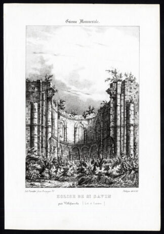 Antique Print-CHURCH-SAINT SAVIN-LOT ET GARONNE-FRANCE-Ducourneau-1842
