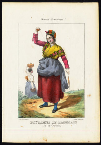 Antique Print-AGENAIS-WOMAN FARMER-COUNTRY-LOT ET GARONNE-FRANCE-Ducourneau-1842