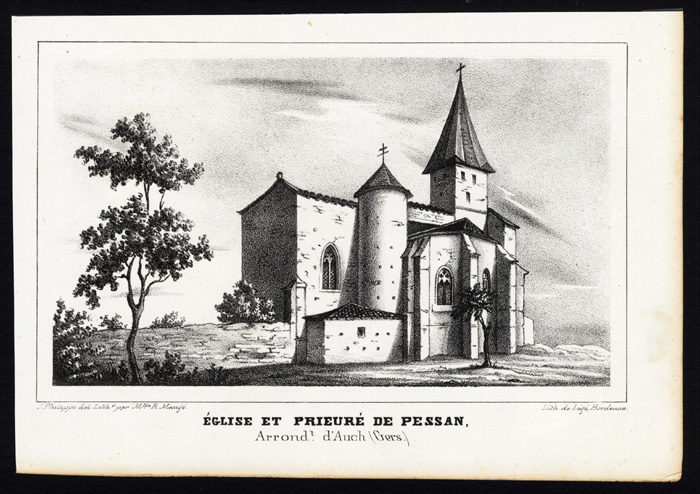 Bb13577 416x294 Antique Print-CHURCH-PRIORY-PESSAN-AUCH-GERS-FRANCE-Ducourneau-1842