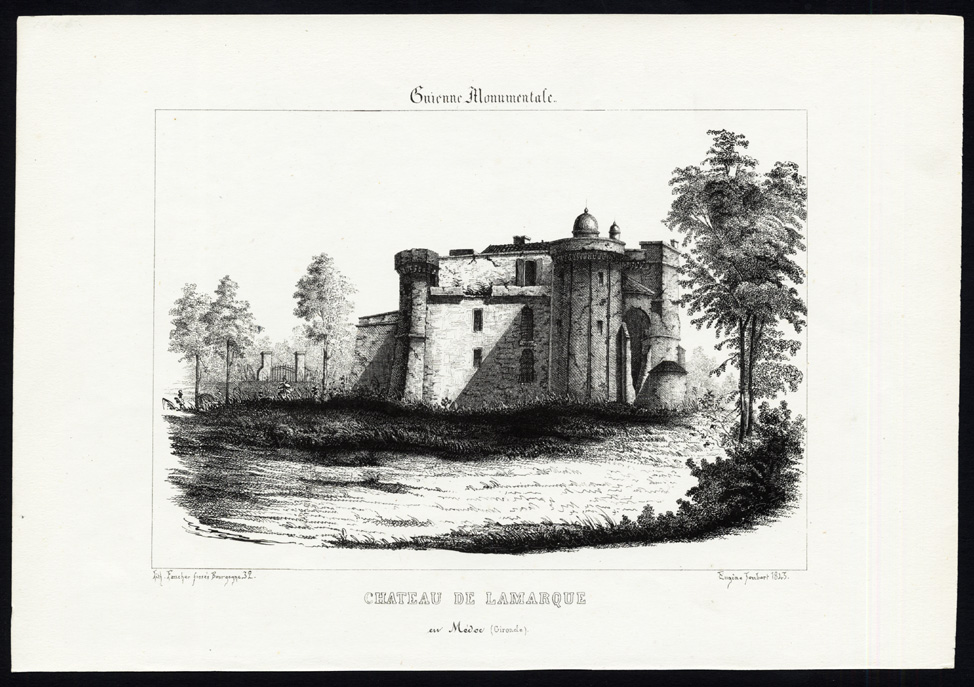, Antique Print-LAMARQUE-CASTLE-MEDOC-GIRONDE-FRANCE-Ducourneau-1842, Pictura Antique Prints