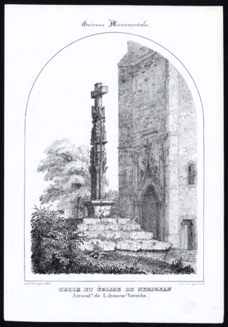 Antique Print-CROSS-CHURCH-NERIGEAN-LIBOURNE-GIRONDE-FRANCE-Ducourneau-1842