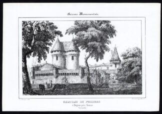 Antique Print-CASTLE-PREISSAC-DAGNAC-BRANNE-GIRONDE-FRANCE-Ducourneau-1842