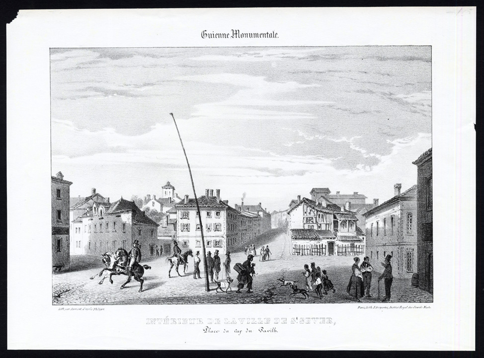 , Antique Print-SAINT SEVER-GIRONDE-LANDES-FRANCE-Ducourneau-1842, Pictura Antique Prints