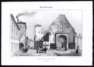 Antique Print-CHURCH-SAINT SEVER-GIRONDE-FRANCE-Ducourneau-1842