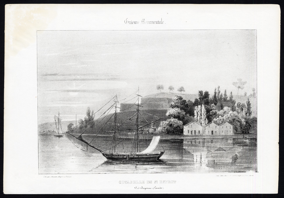 Bb13611 416x291 Antique Print-CITADEL-FORTRESS-SAINT ESPRIT-BAYONNE-SHIP-FRANCE-Ducourneau-1842