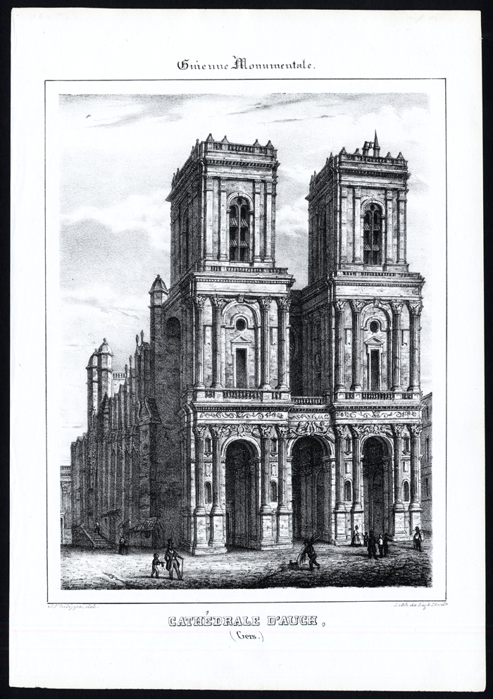 Bb13616 416x590 Antique Print-CATHEDRAL-AUCH-GERS-GIRONDE-CHURCH-FRANCE-Ducourneau-1842