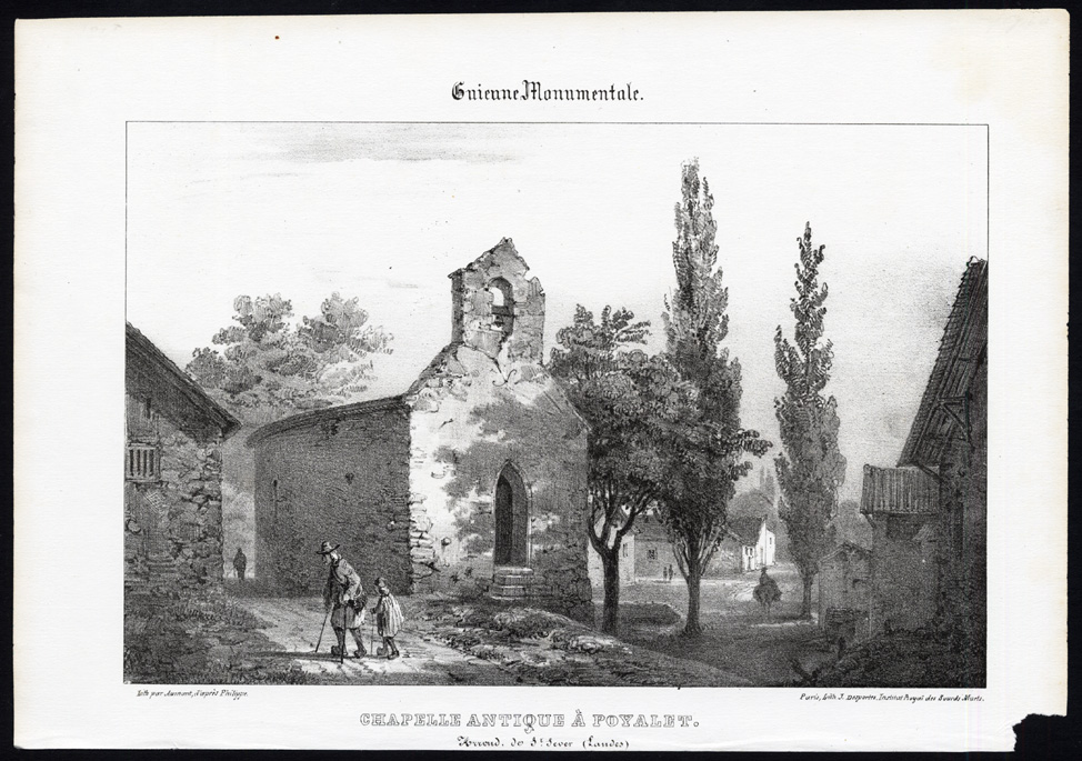 , Antique Print-CHAPEL-POYALET-SAINT SEVER-LANDES-GIRONDE-FRANCE-Ducourneau-1842, Pictura Antique Prints