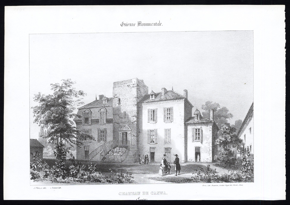 , Antique Print-CASTLE-CANNA-LANDES-GIRONDE-FRANCE-Ducourneau-1842, Pictura Antique Prints