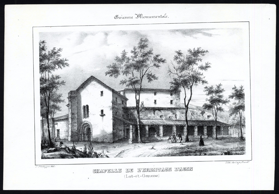 , Antique Print-CHAPEL-HERMITAGE-AGEN-LOT ET GARONNE-FRANCE-Ducourneau-1842, Pictura Antique Prints
