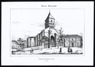 Antique Print-CHURCH-MAS D'AIRE-LANDES-AQUITAINE-FRANCE-Ducourneau-1842