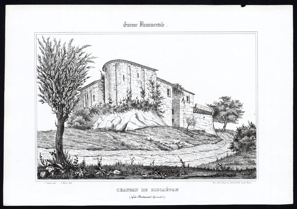 , Antique Print-CASTLE-BISCAETAN-BORDEAUX-GIRONDE-FRANCE-Ducourneau-1842, Pictura Antique Prints