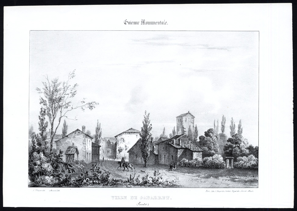 , Antique Print-VIEW OF GABARRET-LANDES-AQUITAINE-FRANCE-Ducourneau-1842, Pictura Antique Prints