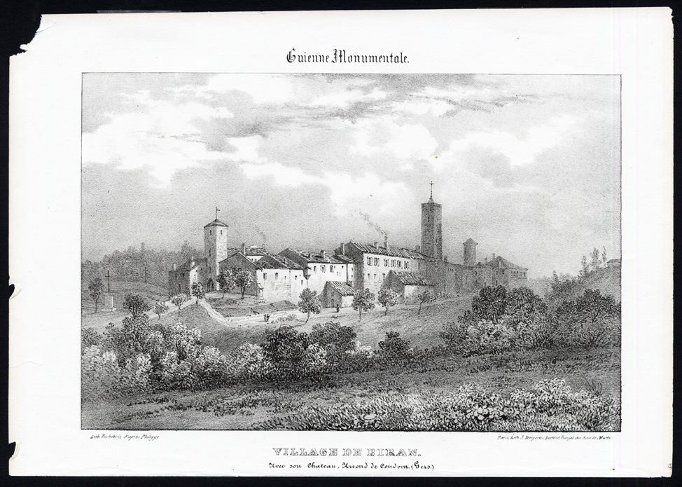, Antique Print-CASTLE-BIRAN-CONDOM-GERS-FRANCE-Ducourneau-1842, Pictura Antique Prints
