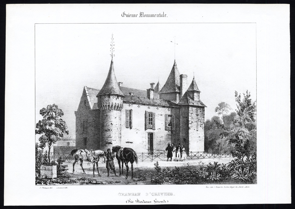 , Antique Print-CHATEAU OLIVIER-WINE-GIRONDE-AQUITAINE-FRANCE-Ducourneau-1842, Pictura Antique Prints