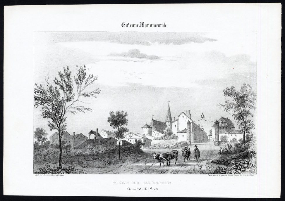 Bb13665 416x294 Antique Print-VIEW OF SARAMON-AUCH-GERS-MIDI PYRENEES-FRANCE-Ducourneau-1842