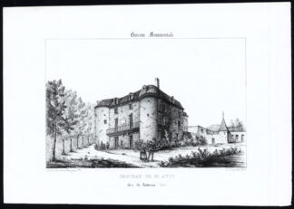 Antique Print-CASTLE-SAINT AVIT-LECTOURE-GERS-FRANCE-Ducourneau-1842