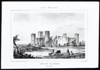 Antique Print-CASTLE-BUDOS-GIRONDE-AQUITAINE-FRANCE-Ducourneau-1842