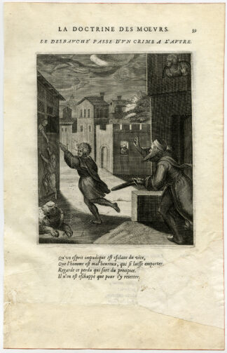 Antique Print-DESPONDENCY-CRIME-DRAWN SWORD-CHASE-PANTHER-van Veen-Daret-1646