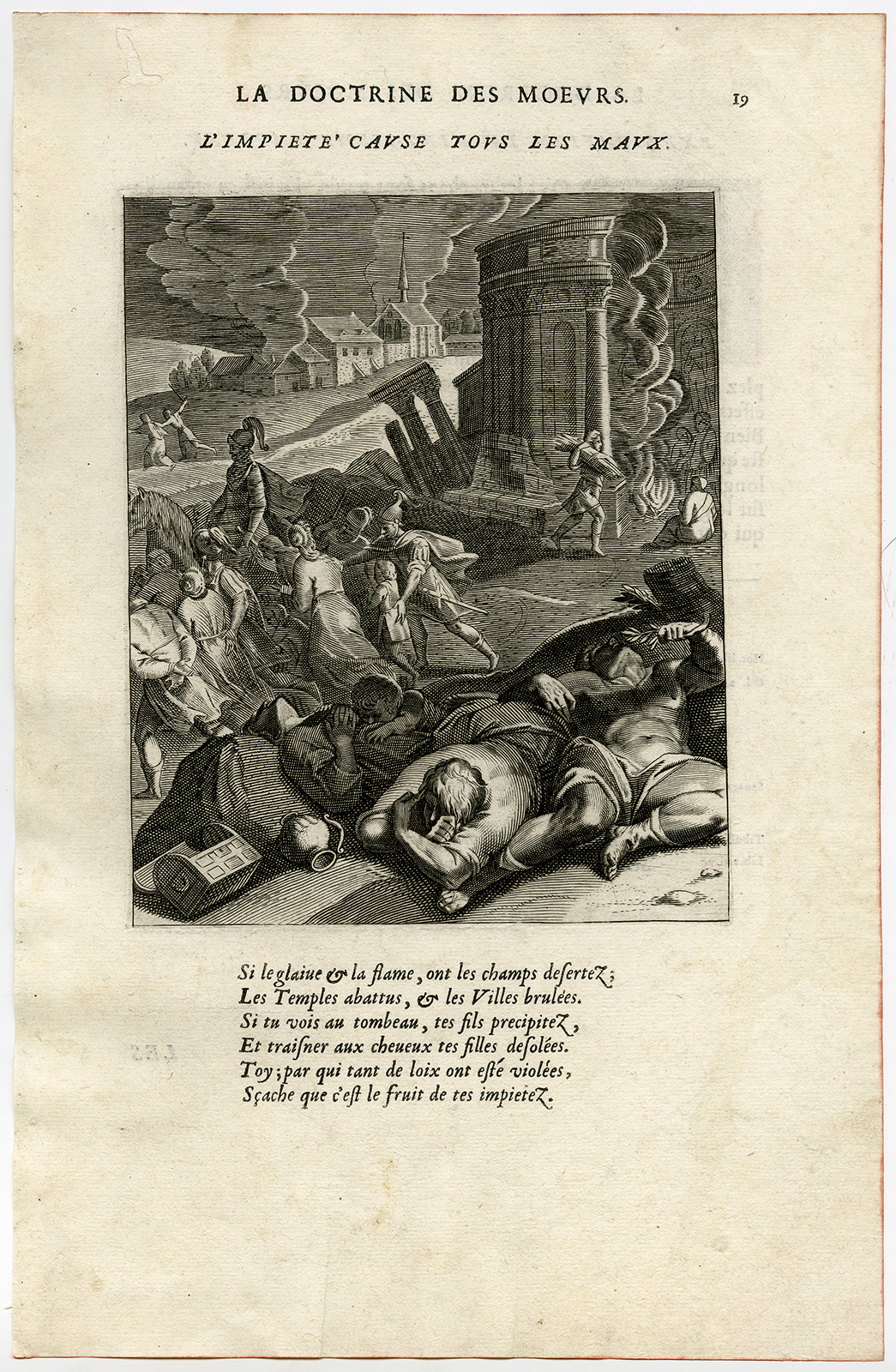, Antique Print-IMPIETY CAUSES EVIL-WAR-CORPSE-PRISONER-van Veen-Daret-1646, Pictura Antique Prints