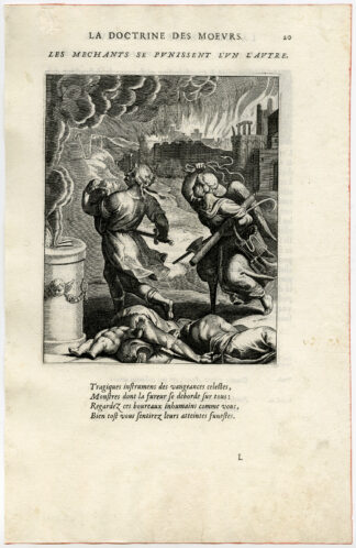 Antique Print-VILLAIN-DECAPITATION-FASCES-SNAKE-BURNING CITY-van Veen-Daret-1646