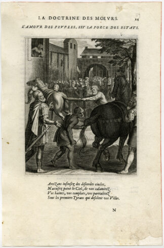 Antique Print-STRENGTH-STATE-NUMBERS-PULL HORSE TAIL-van Veen-Daret-1646