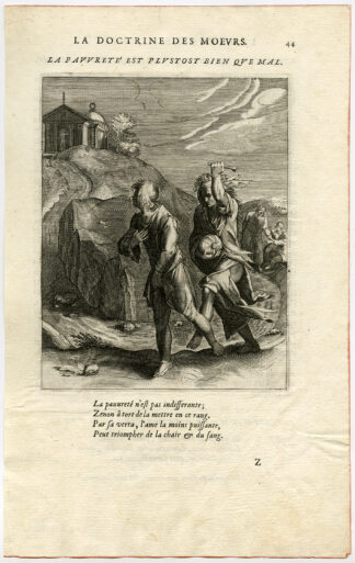 Antique Print-POVERTY-RAGS-TEMPLE-PUMPKIN-BONE-van Veen-Daret-1646