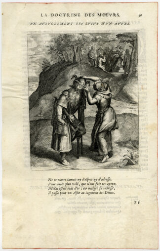 Antique Print-BLINDNESS-ONE LEGGED MAN-FOOL-ORPHEUS-MIDAS-van Veen-Daret-1646