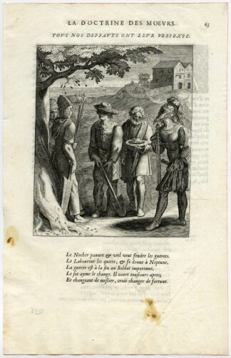 Antique Print-SOLDIER-FARMER-COOK-FORTUNA-GUBERNACULUM-SWORD-van Veen-Daret-1646