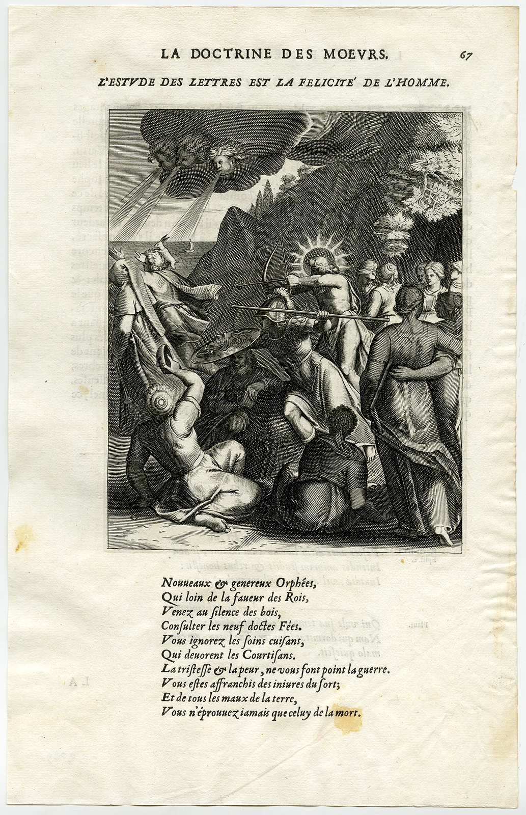 , Antique Print-ATHENA-AEGIS-MAN-HALO-CHASE-CAVE-van Veen-Daret-1646, Pictura Antique Prints