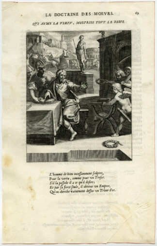 Antique Print-VIRTUE-CHERUBS-ATHENA-FASCES-VICTORIOUS ARMY-van Veen-Daret-1646