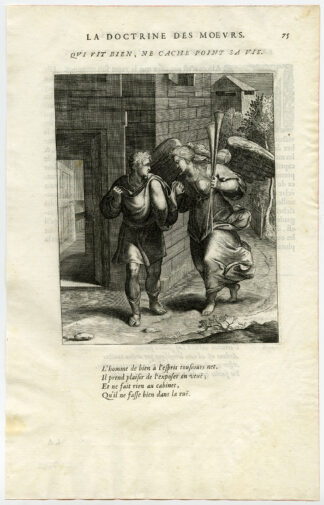 Antique Print-GOOD LIFE-UNHIDDEN-HERALD ANGEL-STREET SCENE-van Veen-Daret-1646