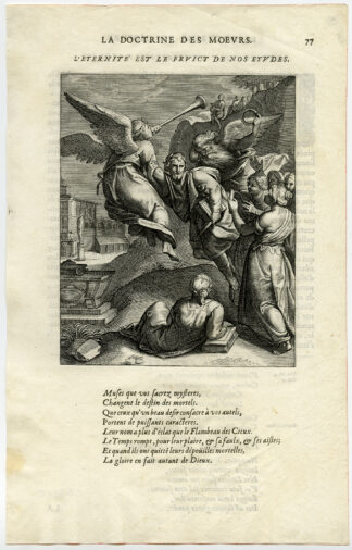 Antique Print-ETERNITY-FRUIT-STUDY-HERALD ANGEL-LIFT UP-MUSE-van Veen-Daret-1646