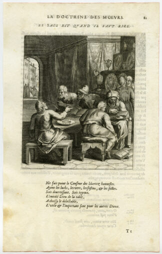 Antique Print-WISE-LAUGH-READING-PLATE DISPLAY-van Veen-Daret-1646