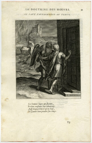 Antique Print-ADAPT-TIME-PERSONIFICATION-DOORWAY-LANDSLIDE-van Veen-Daret-1646