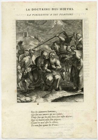 Antique Print-PLEASURES OF OLD AGE-CARE-TIME-SCYTHE-van Veen-Daret-1646
