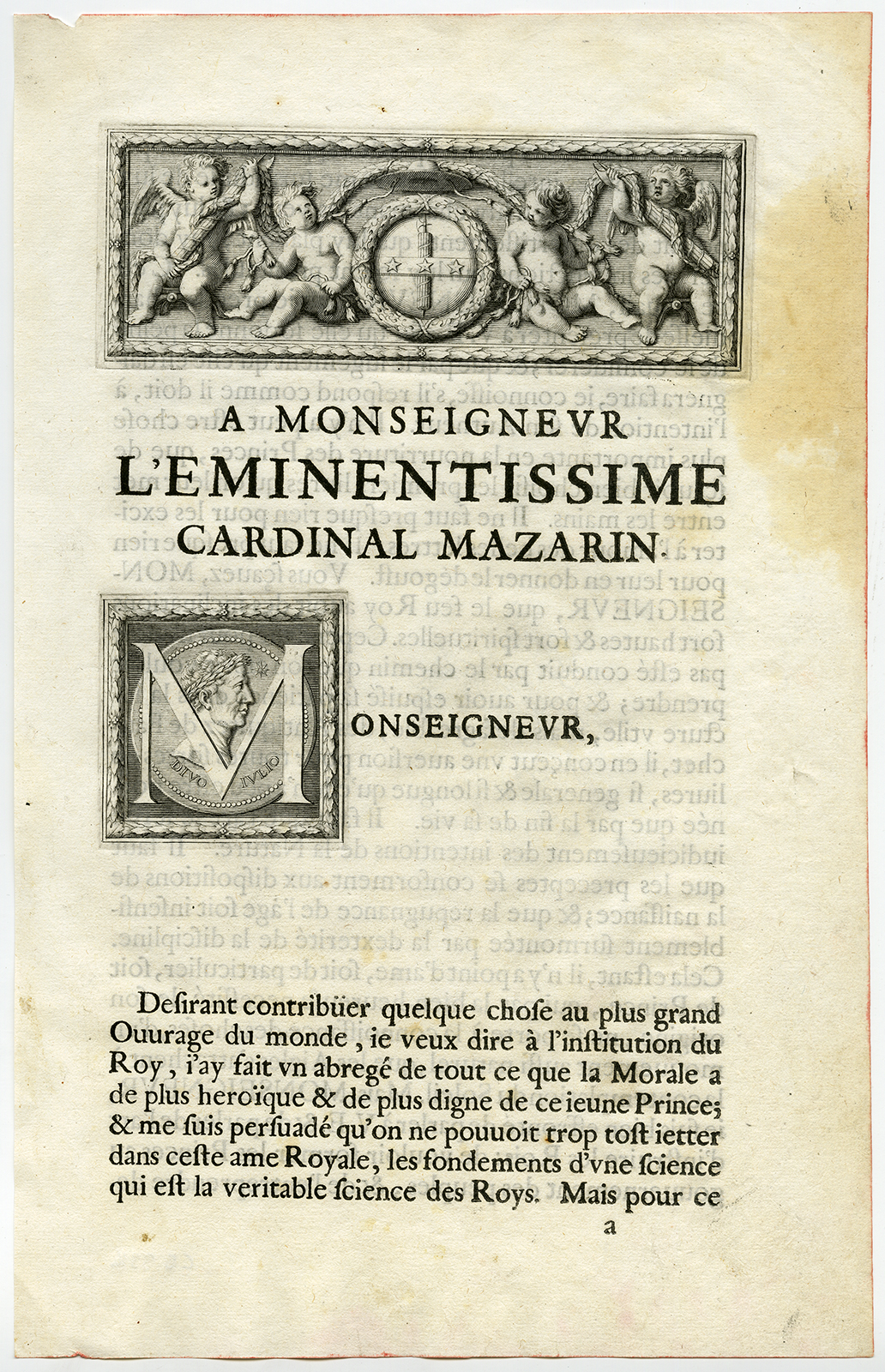, Antique Print-DEDICATION-CARDINAL MAZARIN-JULIUS CAESAR-van Veen-Daret-1646, Pictura Antique Prints
