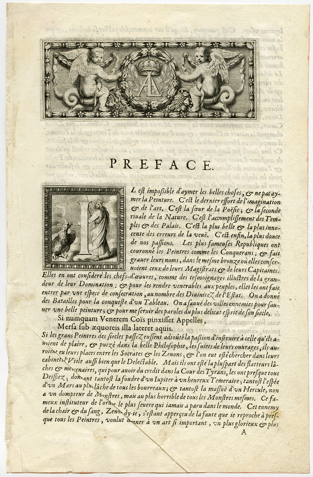 , Antique Print-CHERUB-MONOGRAM AL-CROWN-QUEEN-EAGLE-SCEPTRE-van Veen-Daret-1646, Pictura Antique Prints