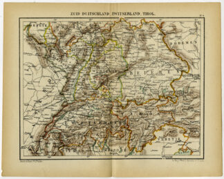 Antique Map-BAVARIA-SOUTHERN GERMANY-SWITZERLAND-Kuyper-1882