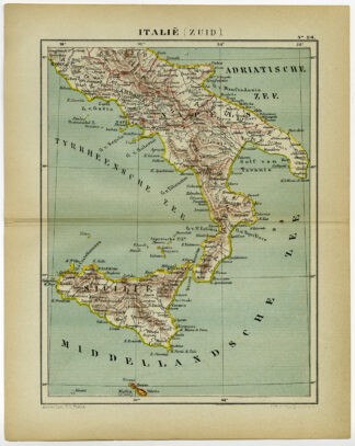 Antique Map-ITALY-SOUTH-MALTA-SICILY-Kuyper-1882