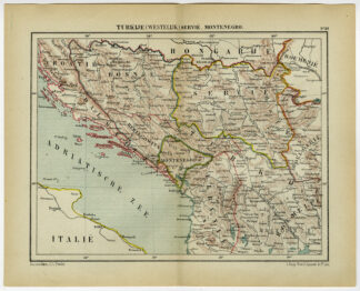Antique Map-BOSNIA-SERVIA-MONTENEGRO-ALBANIA-Kuyper-1882